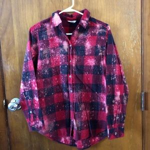 Red and black bleached flannel